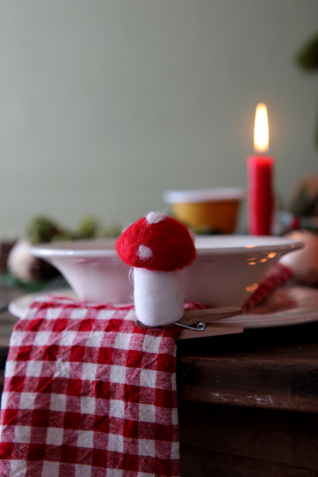 Felted Wool Mix Toadstool On Peg