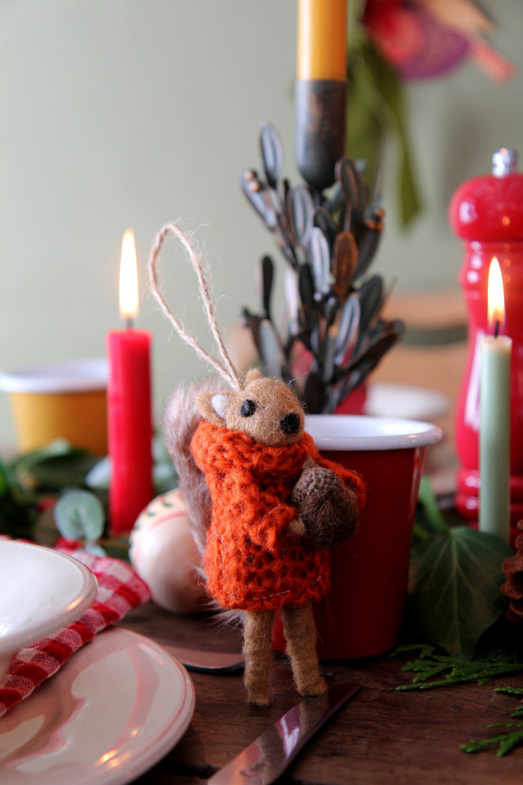 Wool Squirrel in Orange Jumper