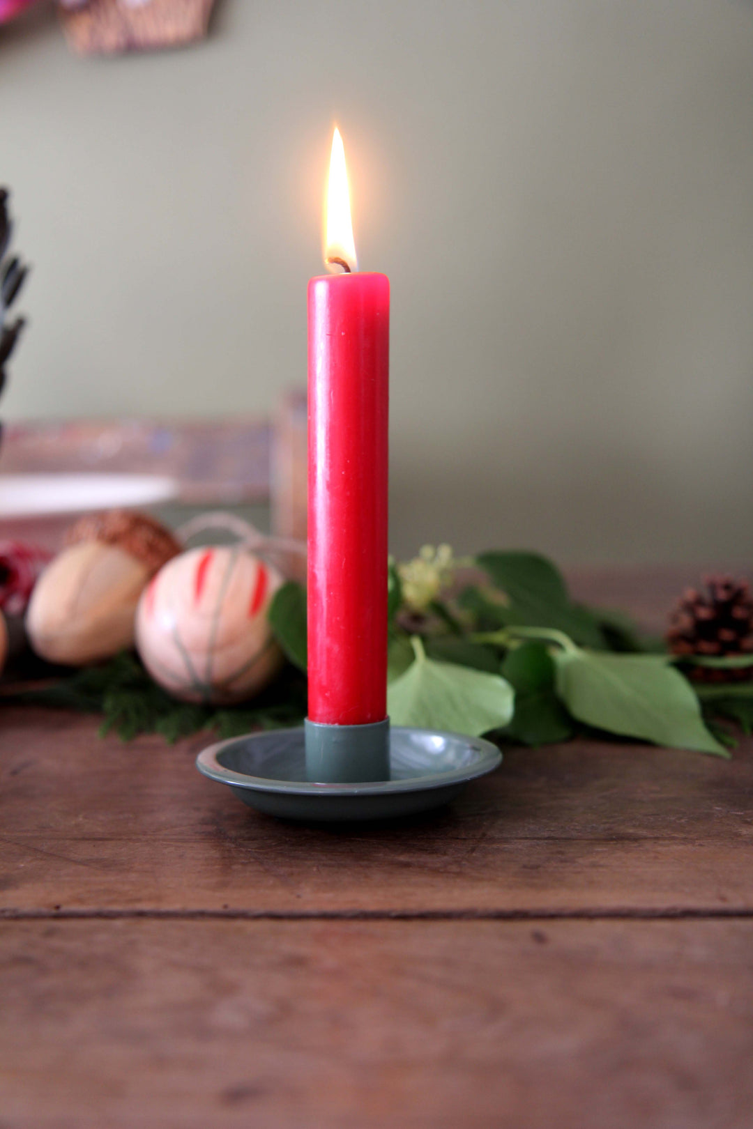 Candle Holder Dinner Green