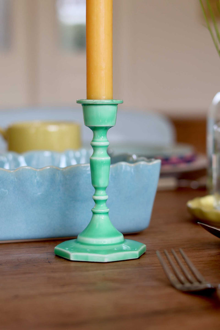 Enamel candlestick 13cm / Green