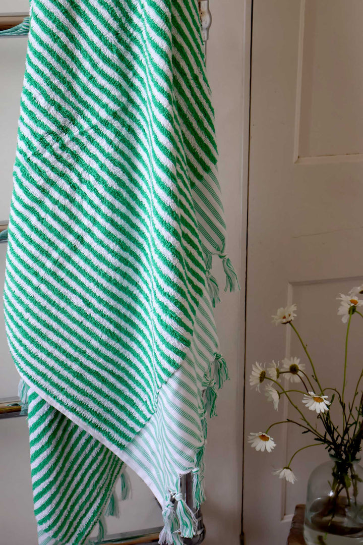 Striped Towel Jade Green / 170x90cm