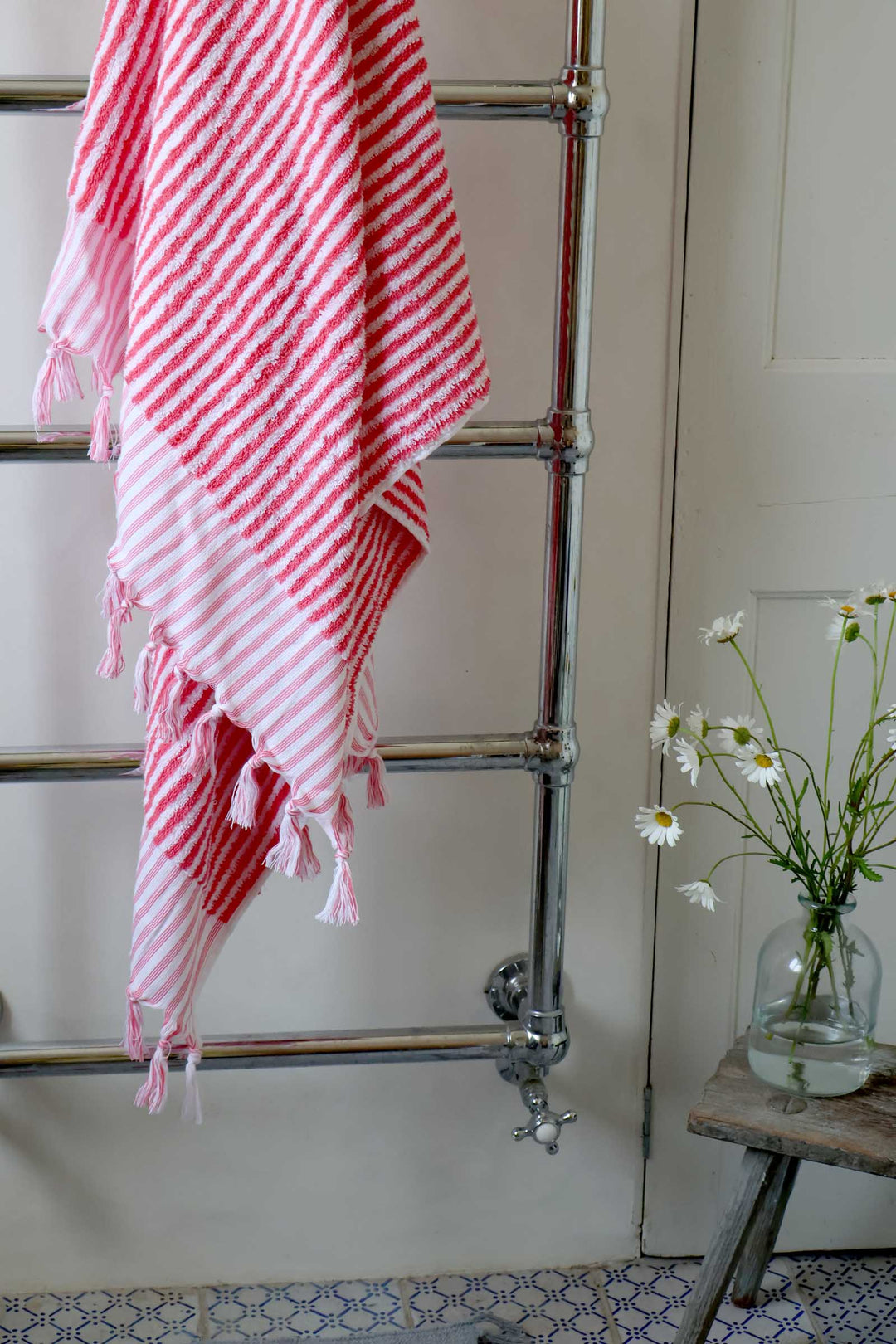 Striped Towel / Coral Red 170x90cm