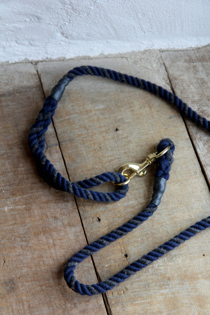 Wool Rope Dog Lead / Charcoal  Navy