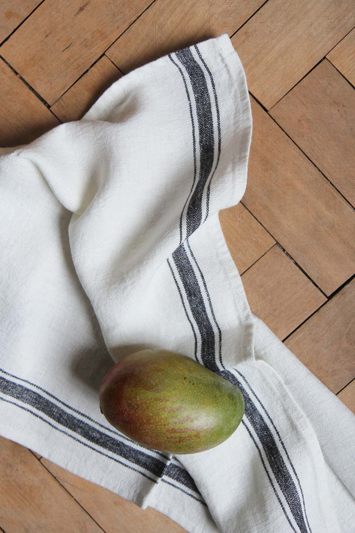 Striped Linen T-Towel / Chalk