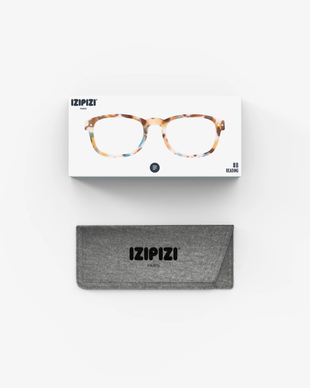 izipizi reading glasses shape B in blue tortoise boxed