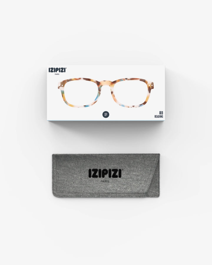 izipizi reading glasses shape B in blue tortoise boxed