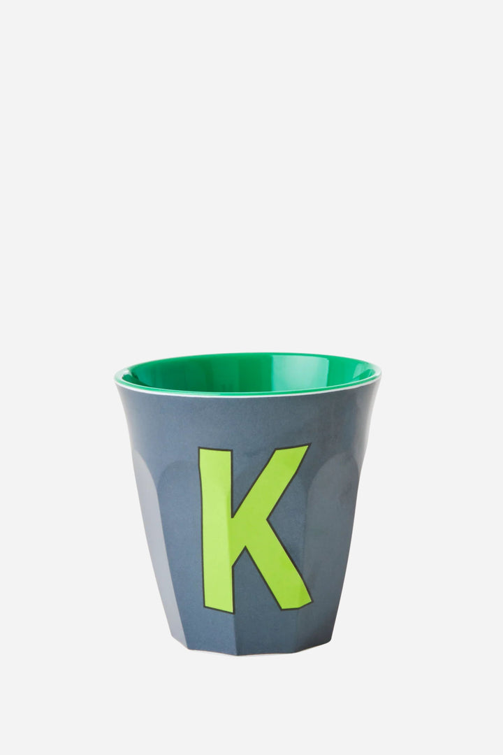 Melamine Cup / Letter K / Dark Grey