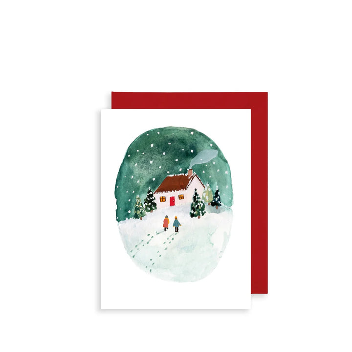 Mini Xmas Card Snowy Winter House