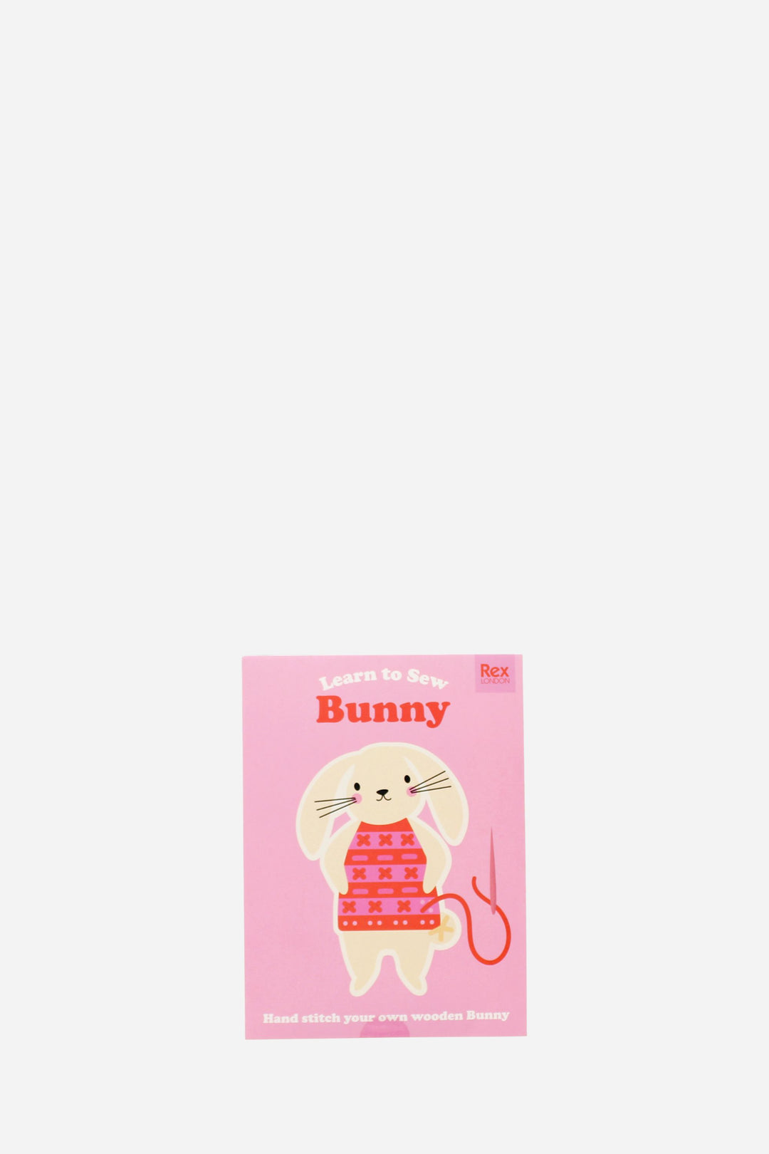 Children's craft with a bunny illustration on a pink cover against a white background