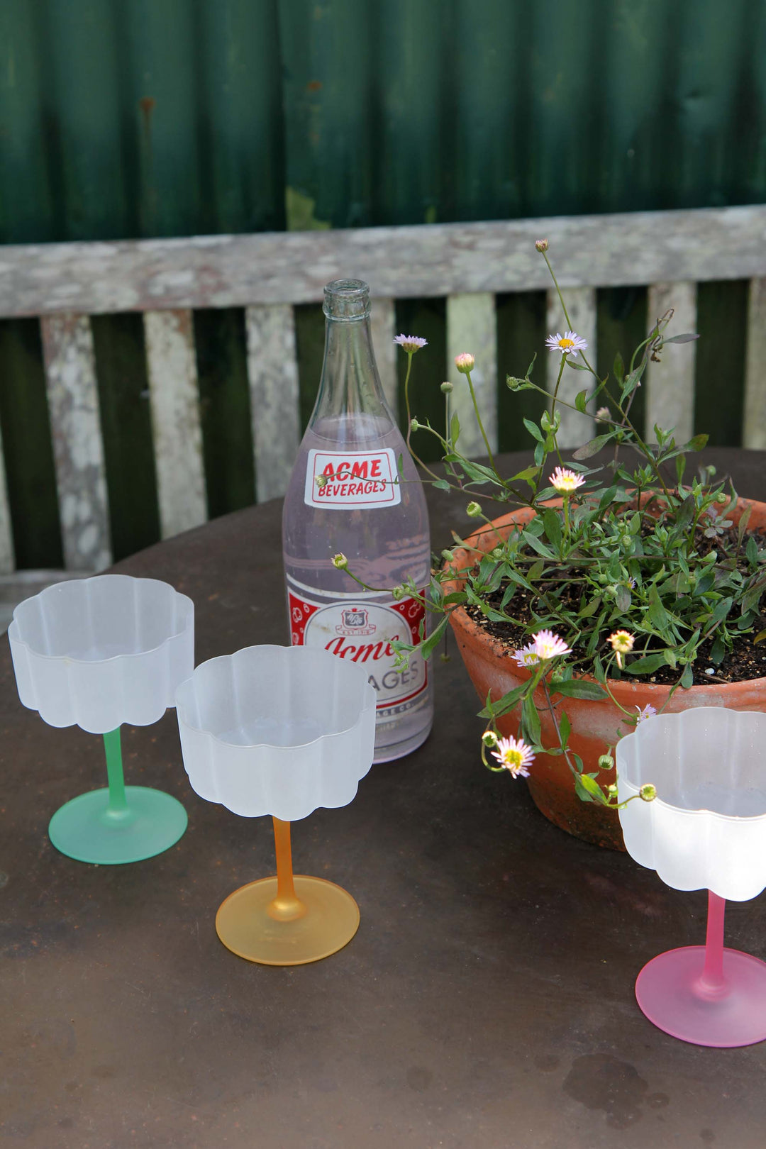 lillie cocktail glasses with colourful stems