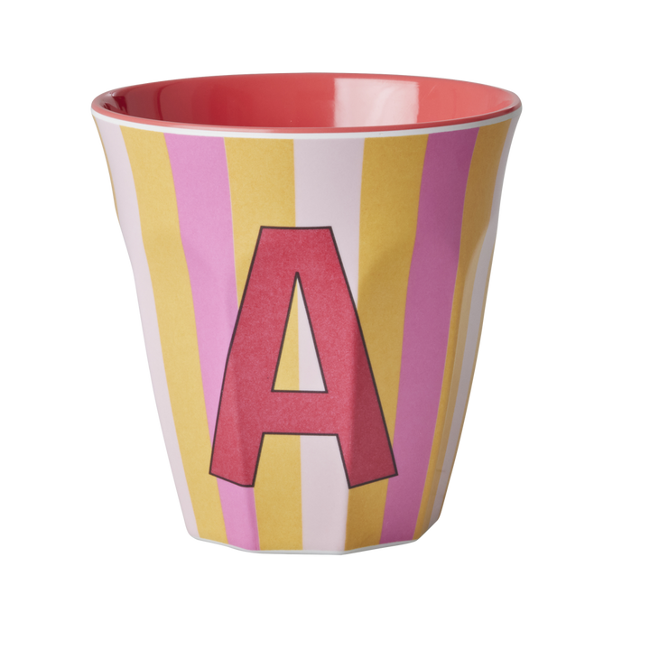 Striped Melamine Cup / Letter A