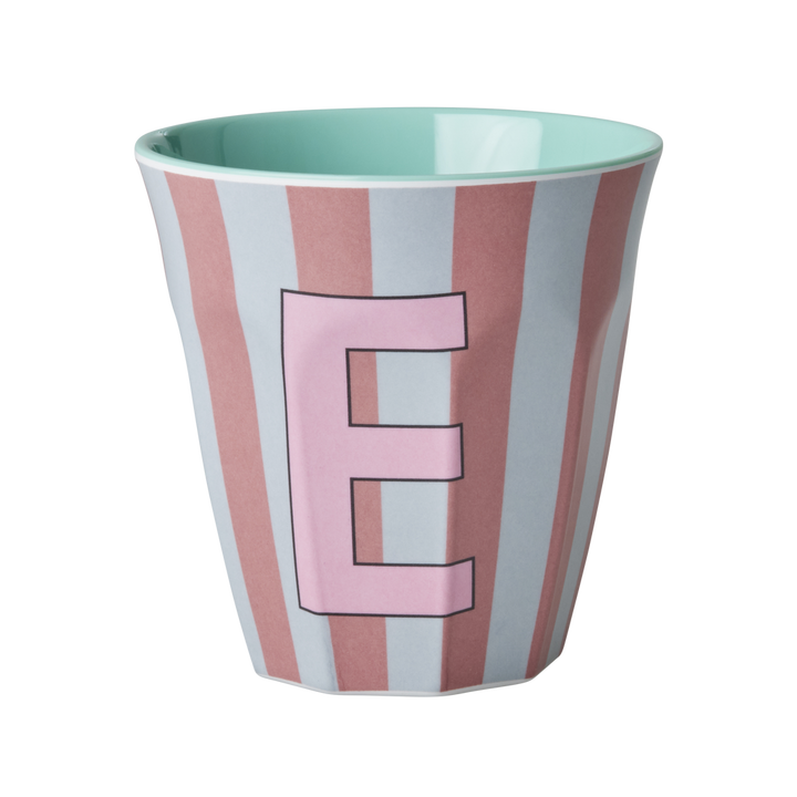 Striped Melamine Cup / Letter E
