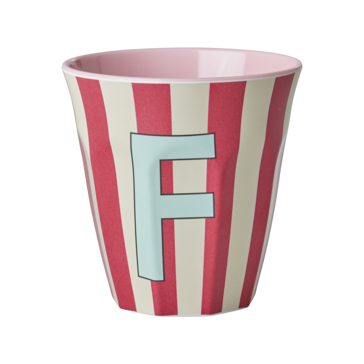 Striped Melamine Cup / Letter F