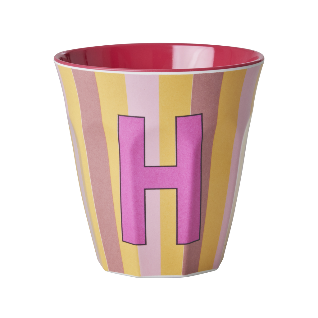 Striped Melamine Cup / Letter H