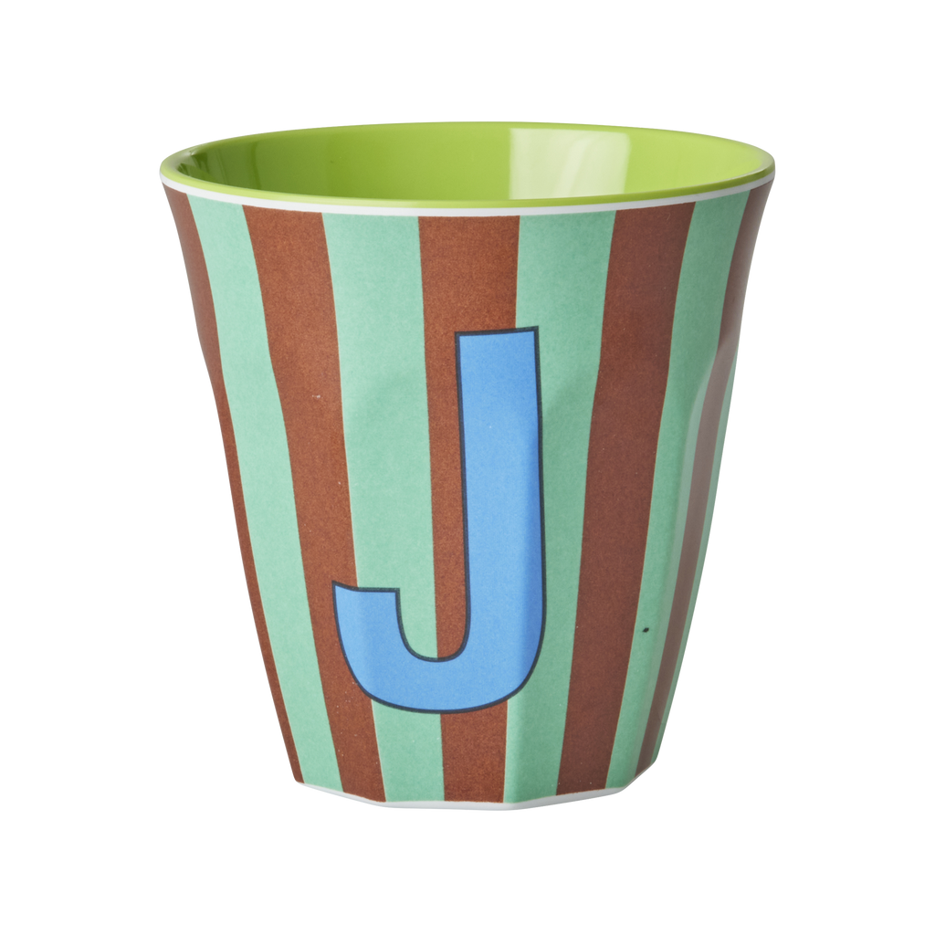 Striped Melamine Cup / Letter J