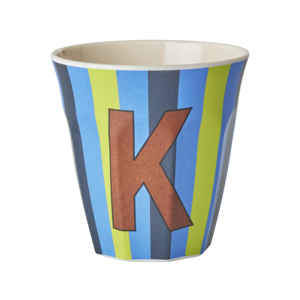 Striped Melamine Cup / Letter K