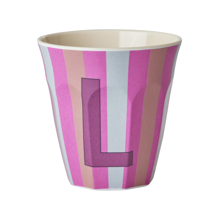 Striped Melamine Cup / Letter L