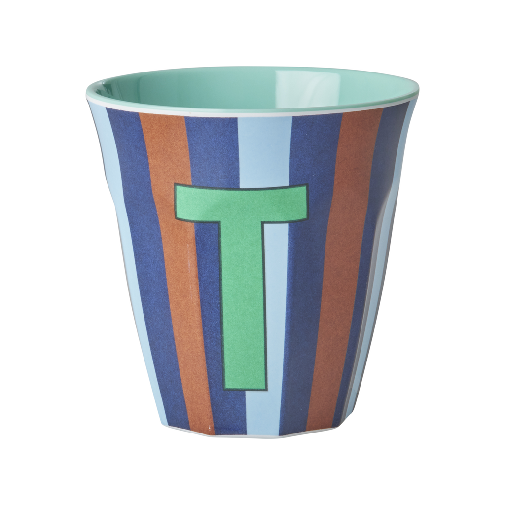 Striped Melamine Cup / Letter T