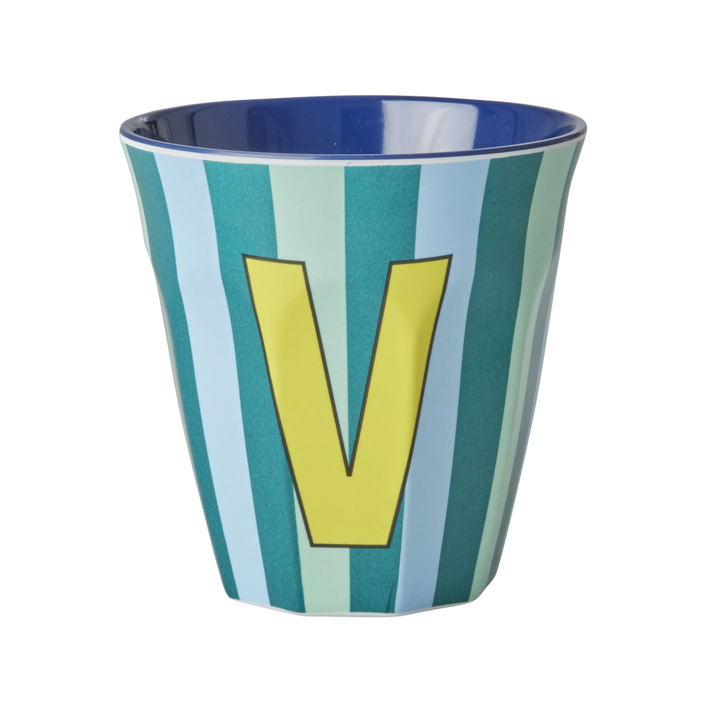 Striped Melamine Cup / Letter V