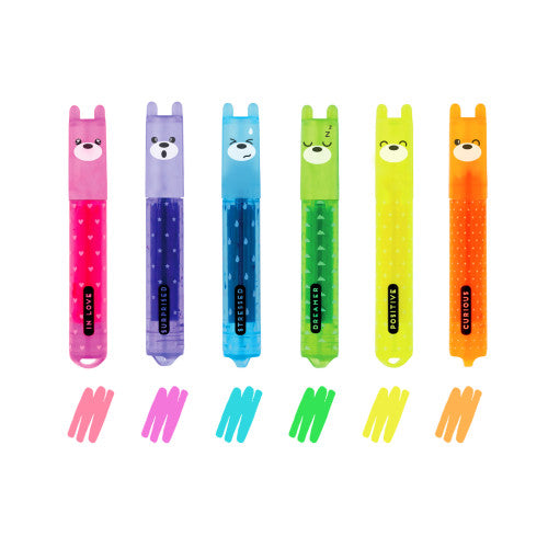 Teddy's Mood Set Of 6 Mini Highlighters
