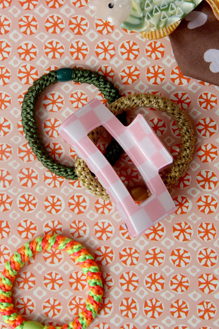Medium Checkered Claw / Pink