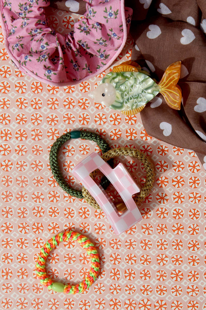 Medium Checkered Claw / Pink