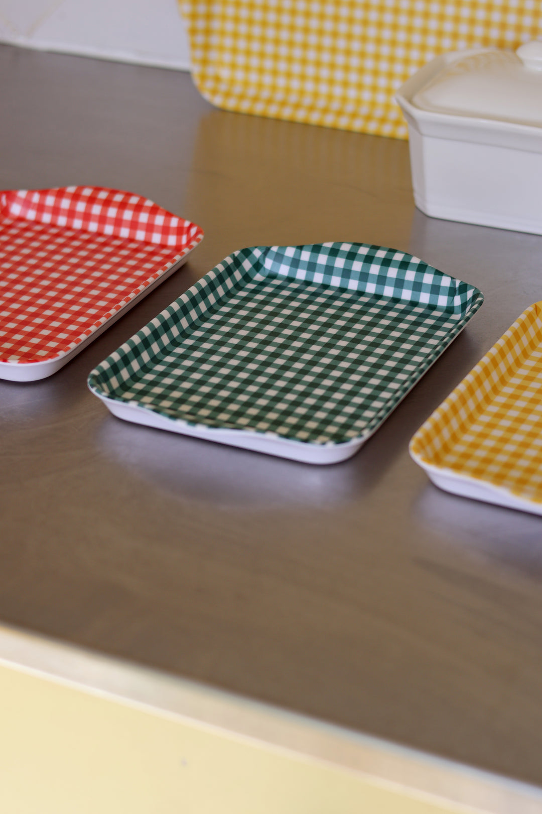Mini Gingham Tray / Forest Green
