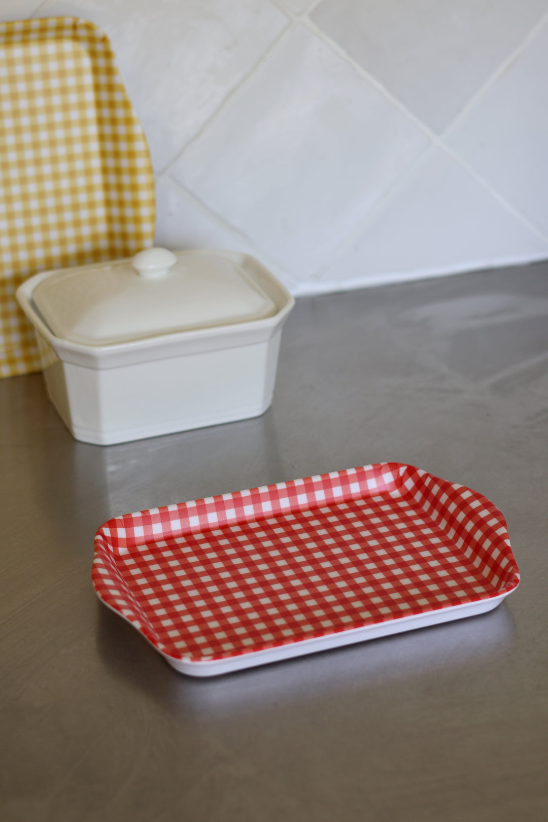Mini Gingham Tray / Red