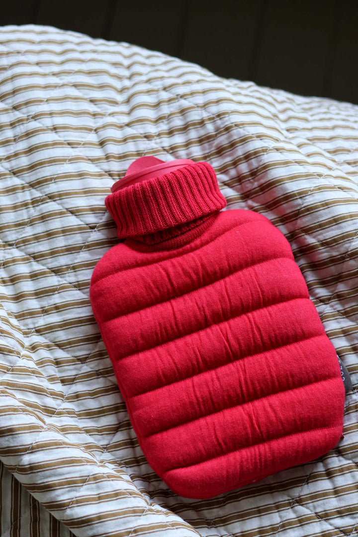 Mini Puffy Hot Water Bottle / Cherry Red