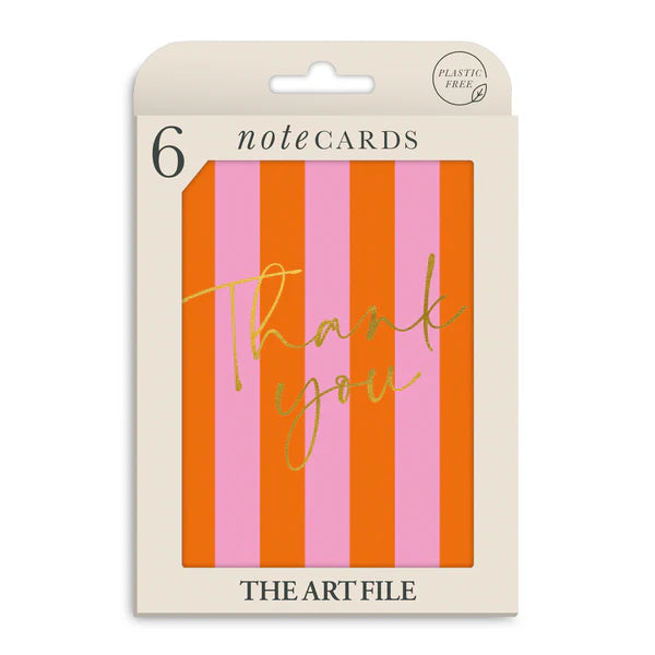 Thank You Pink Stripe Notecard Pack - Domestic Science Home