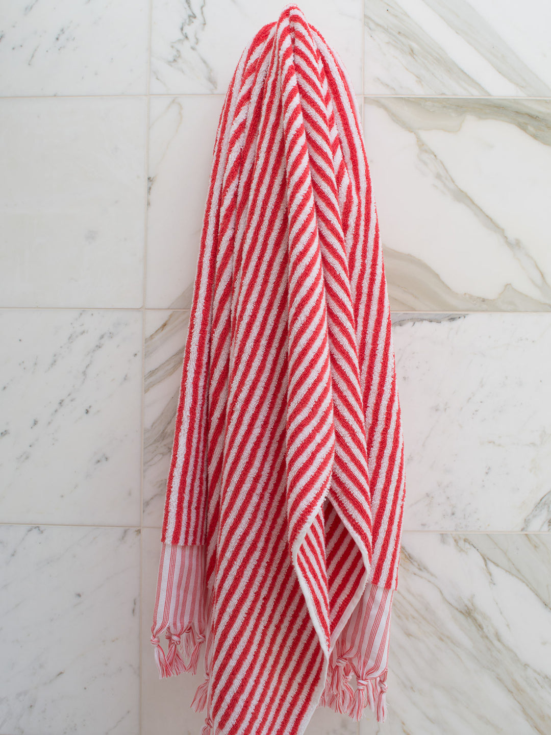 Striped Towel / Coral Red 170x90cm