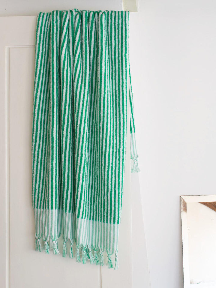 Striped Towel Jade Green / 170x90cm