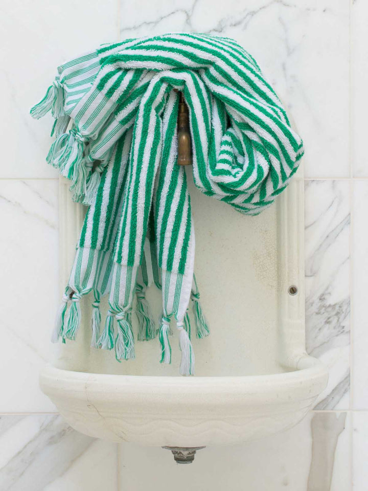 Striped Towel Jade Green / 100x45cm
