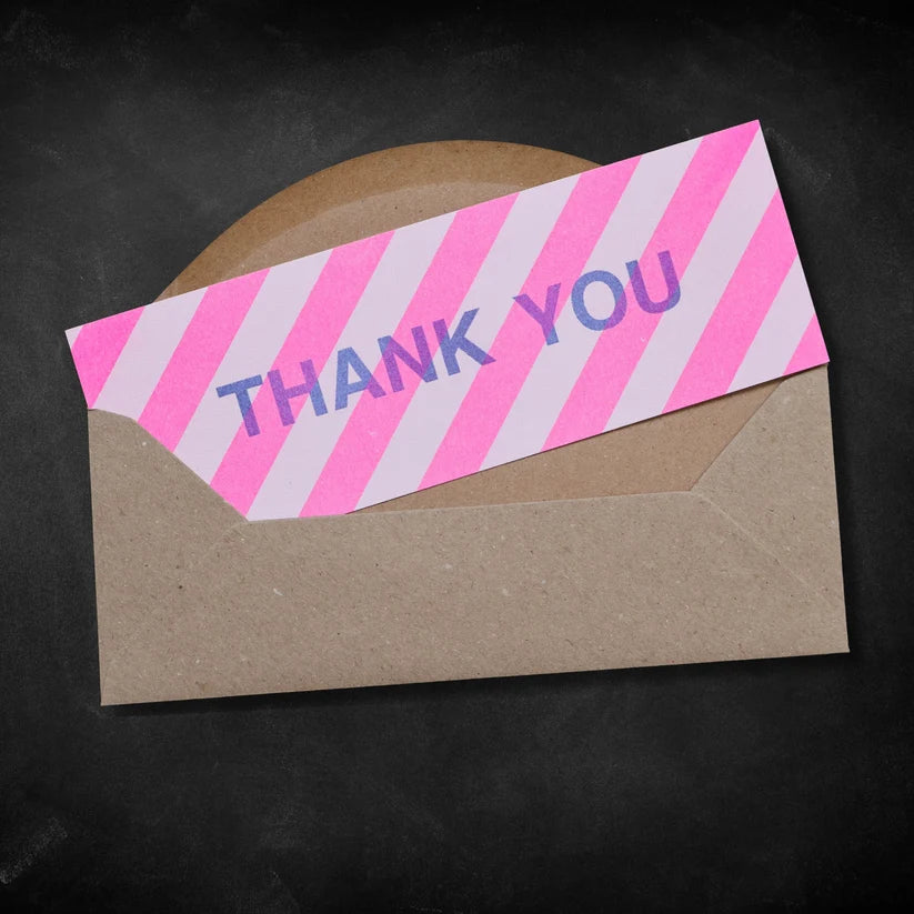 Thank You Postcard Pack - Pink Diagonal / Pack of 12
