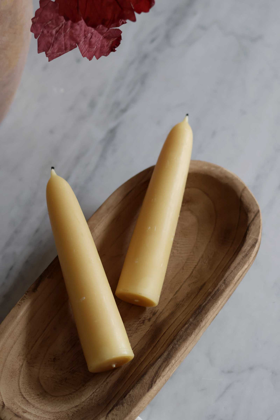 Pair of Giant Stumpy Beeswax Candles