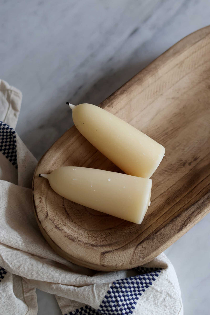 Pair of Stumpy Beeswax Candles