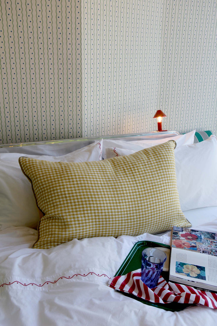 piana cushion in paille yellow gingham