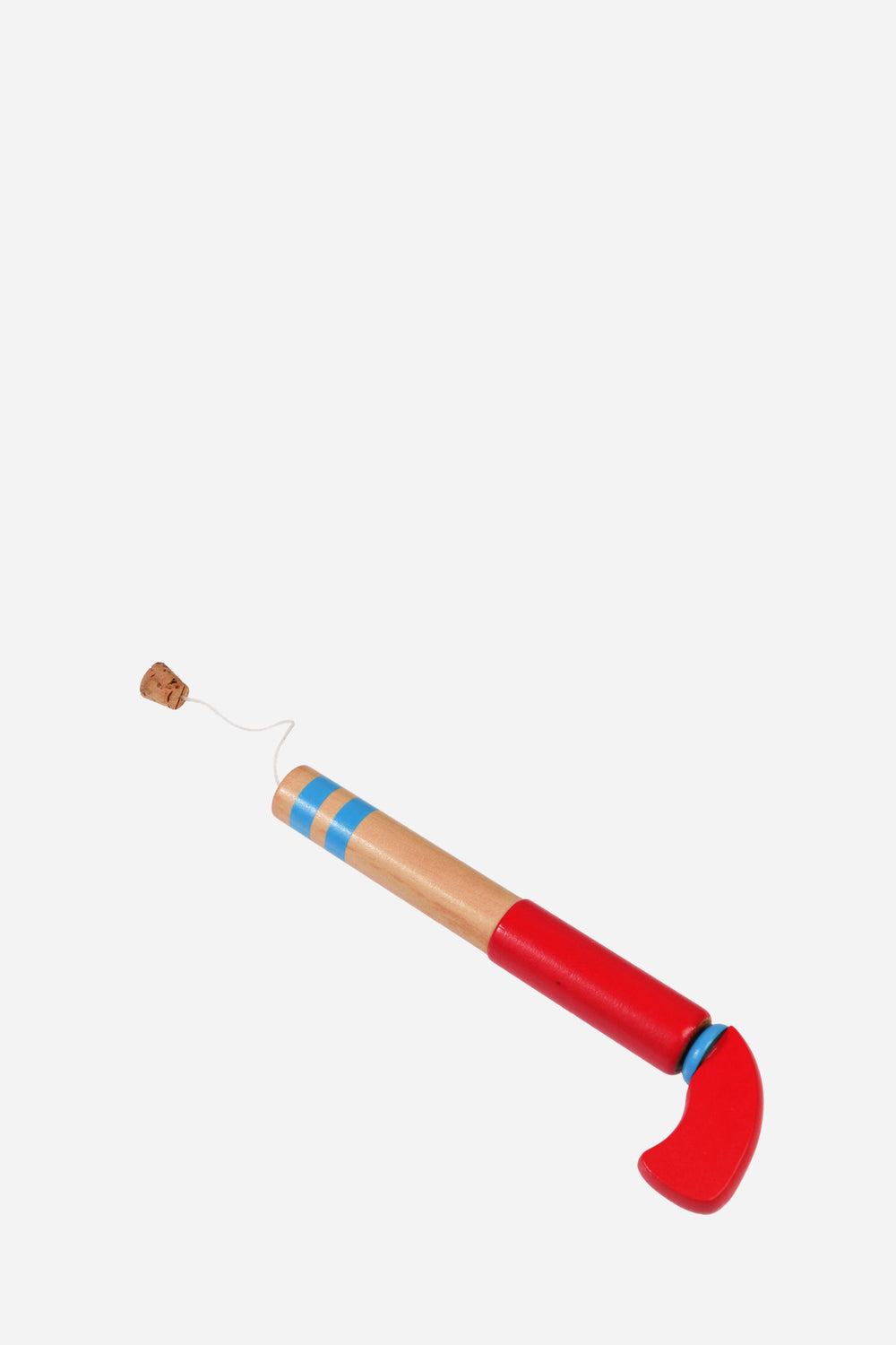 Red and brown pipe with a cork on a white background