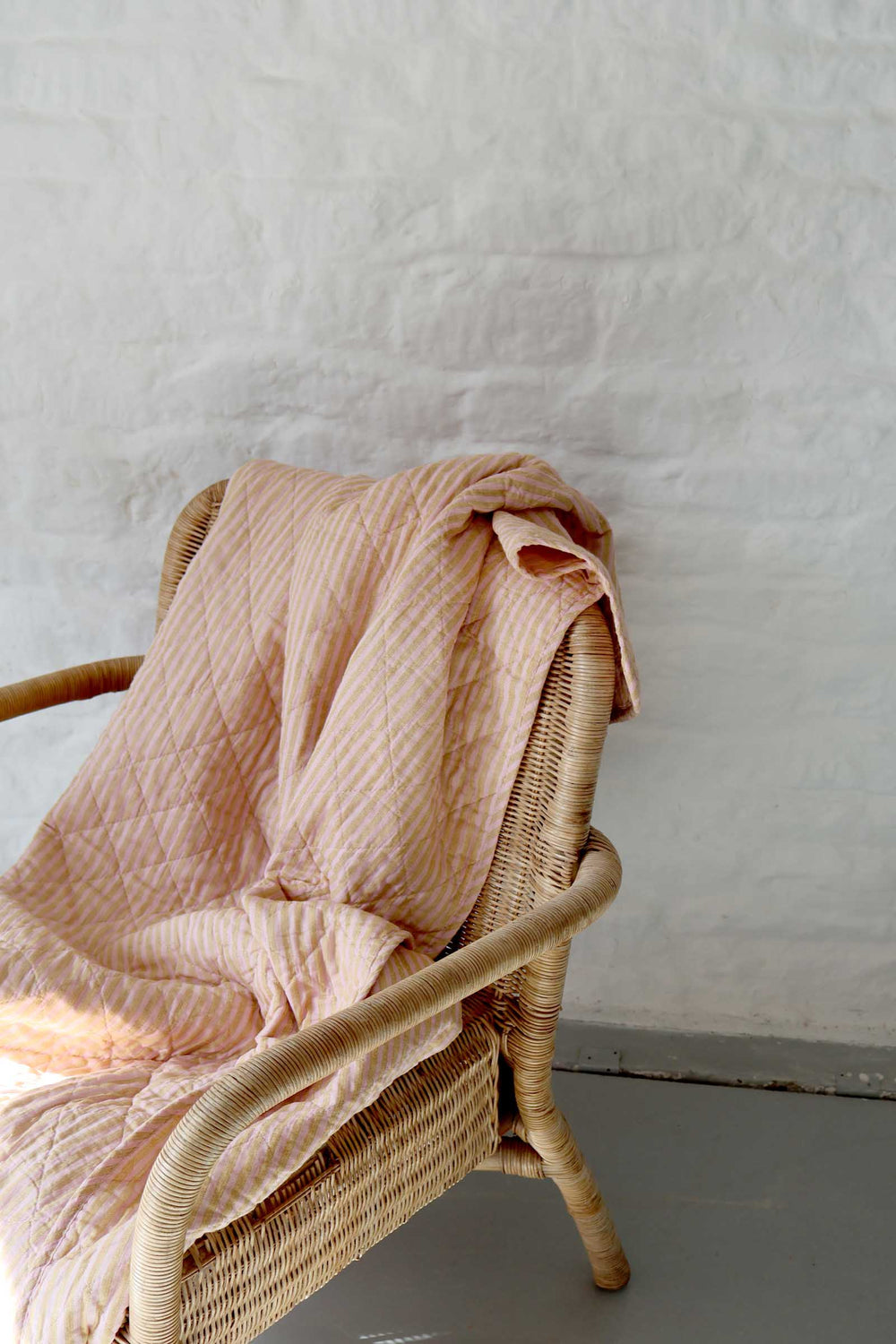 Quilt Mustard and Light Pink Stripe