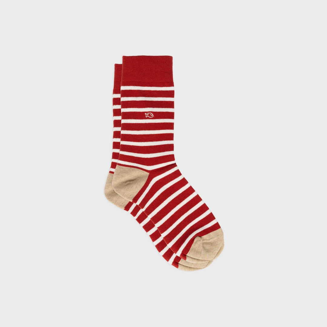 Wide Striped Socks Red, Beige Striped / 41/46
