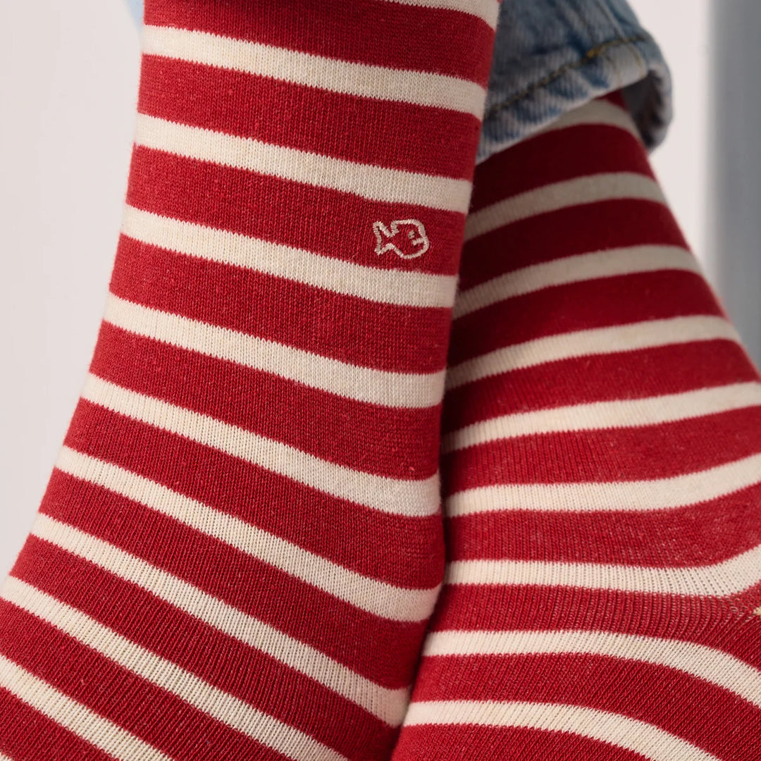 Wide Striped Socks Red, Beige Striped / 41/46