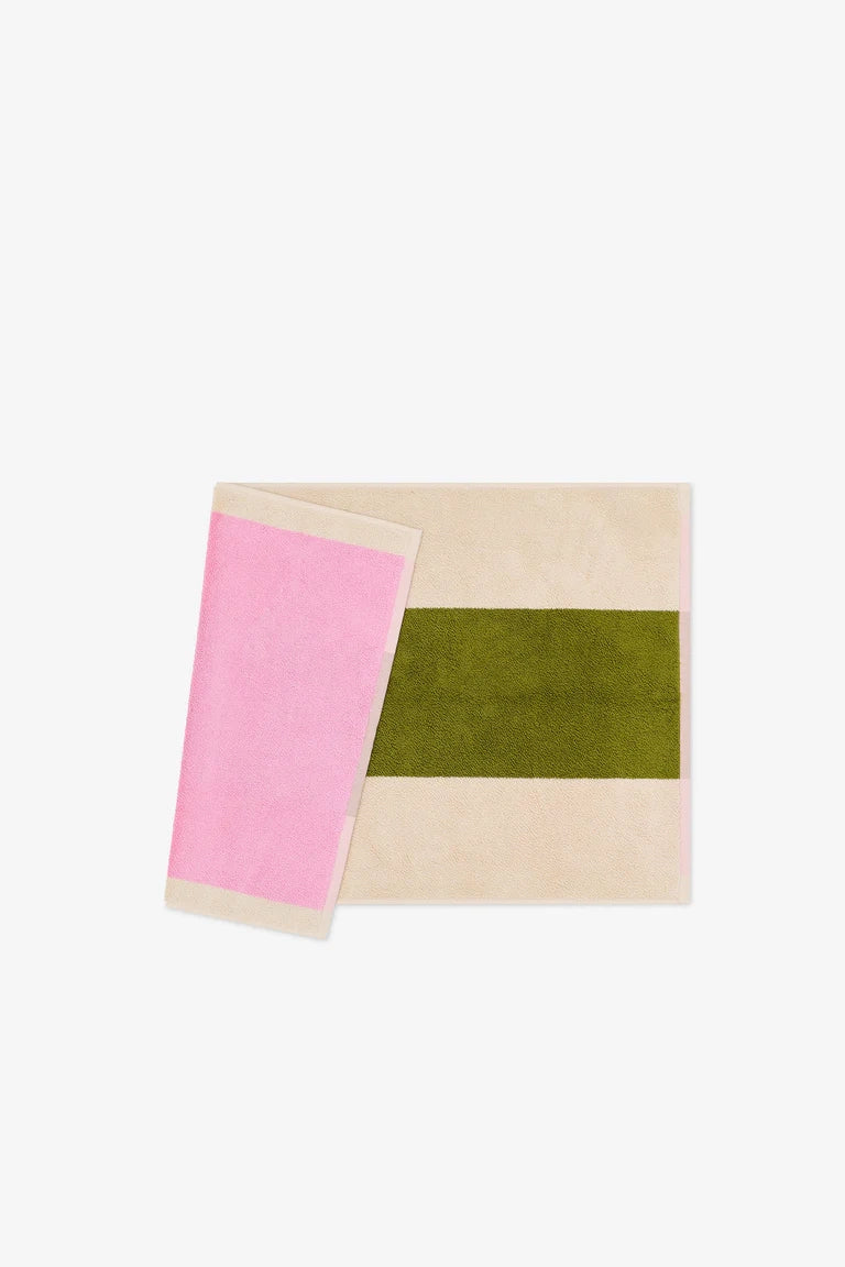 Organic Terry Bath Mat 100% Combed Cotton 50x80 / Pink-Olive