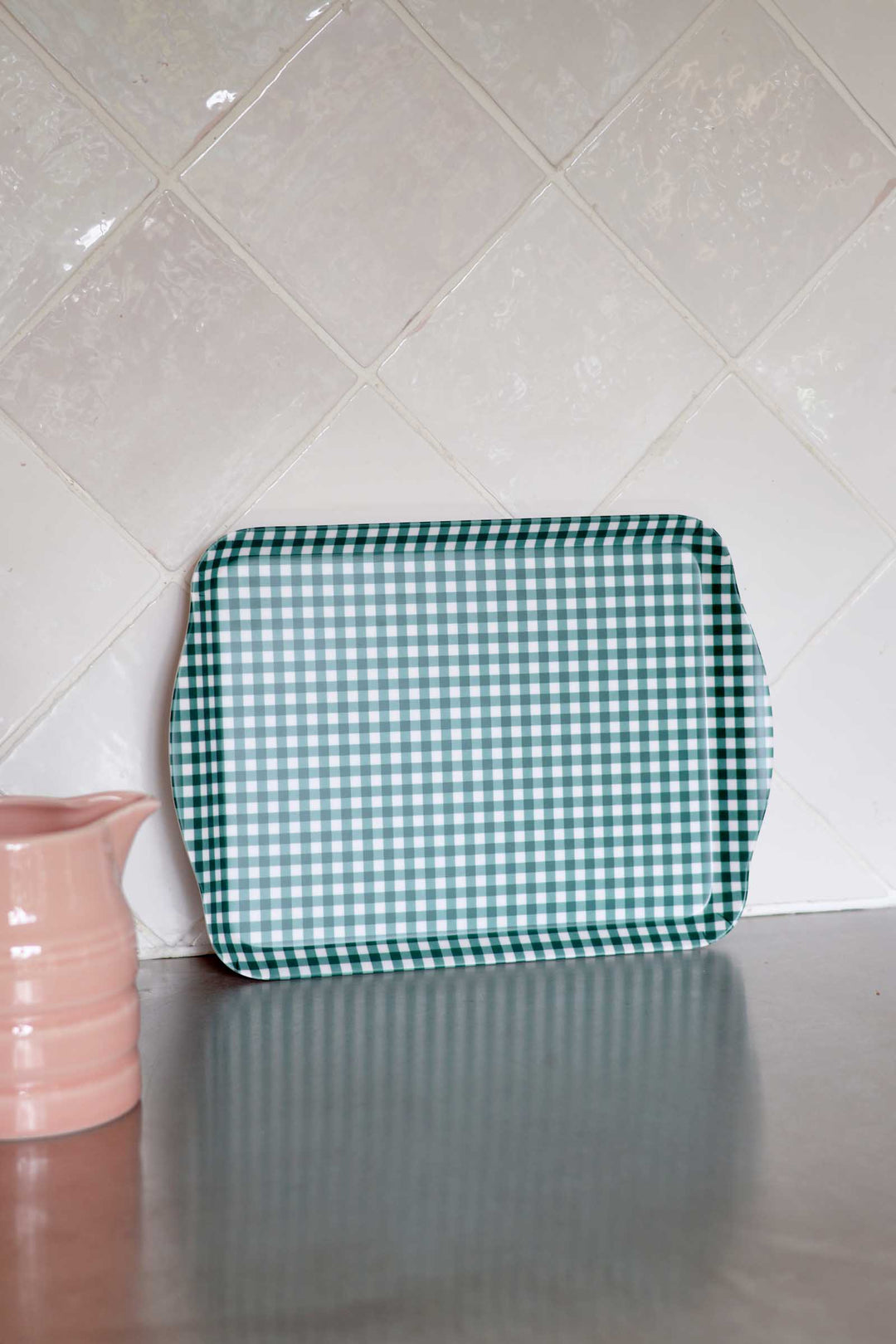 Small Gingham Tray / Forest Green