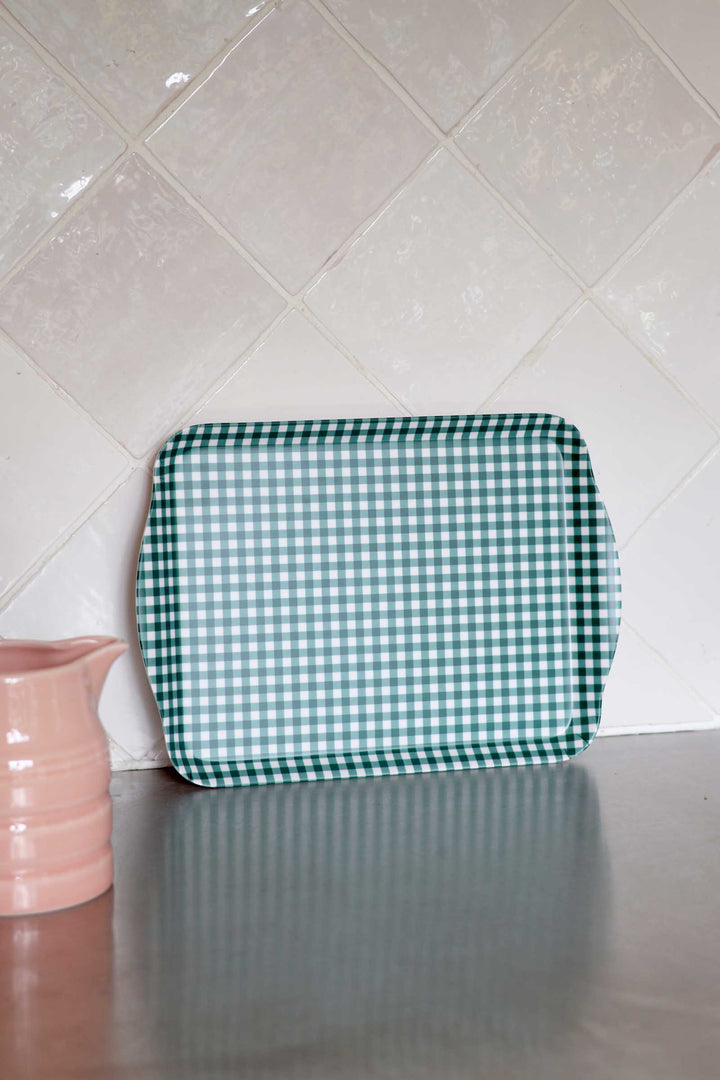 Small Gingham Tray / Forest Green