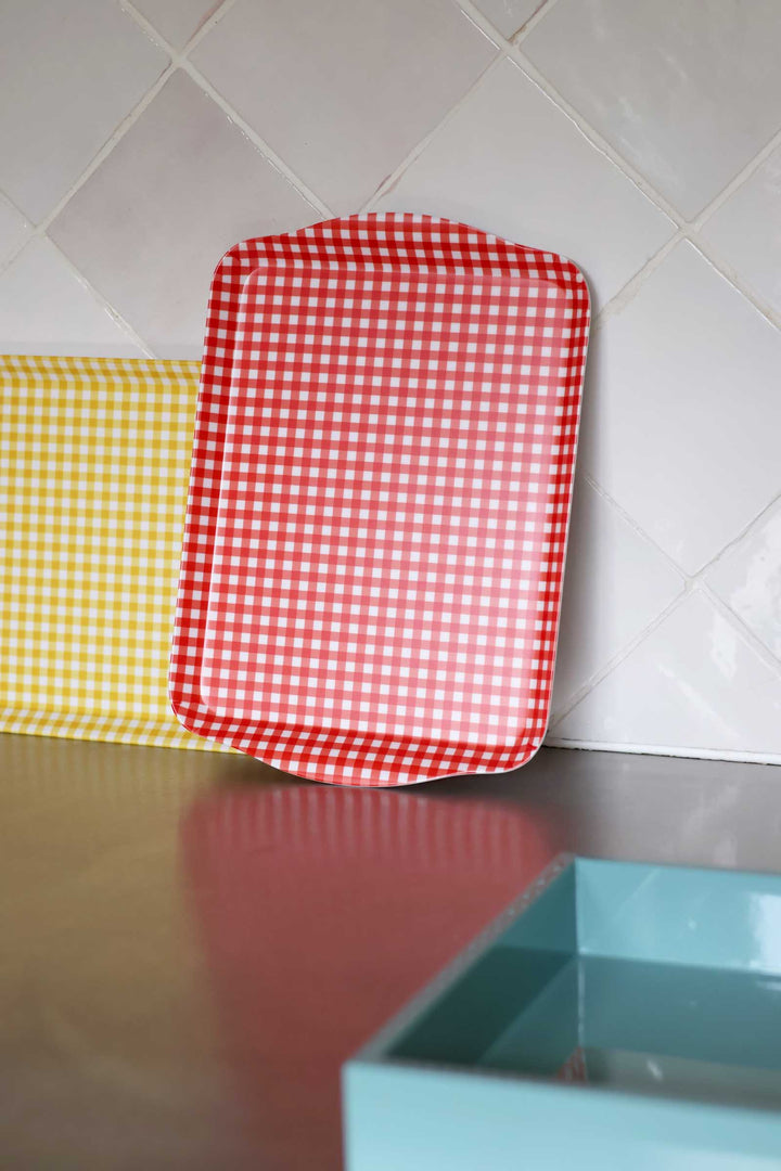 Small Gingham Tray Red