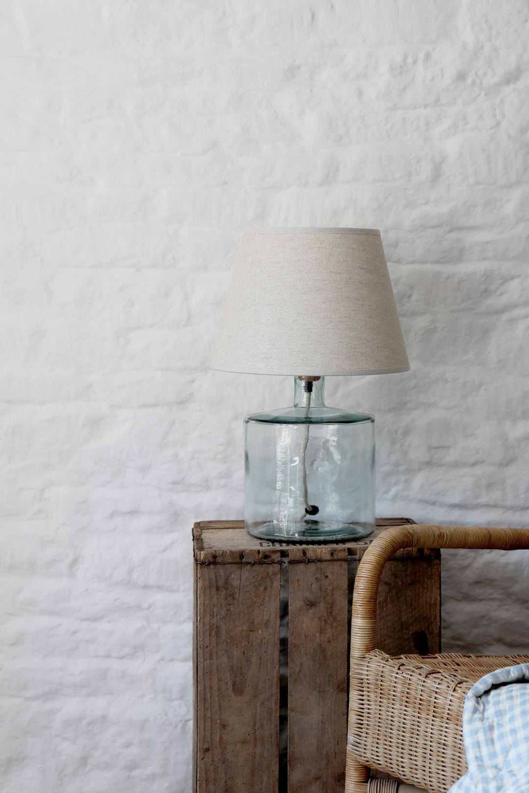 Squat Glass Bottle Light 32cm / Clear