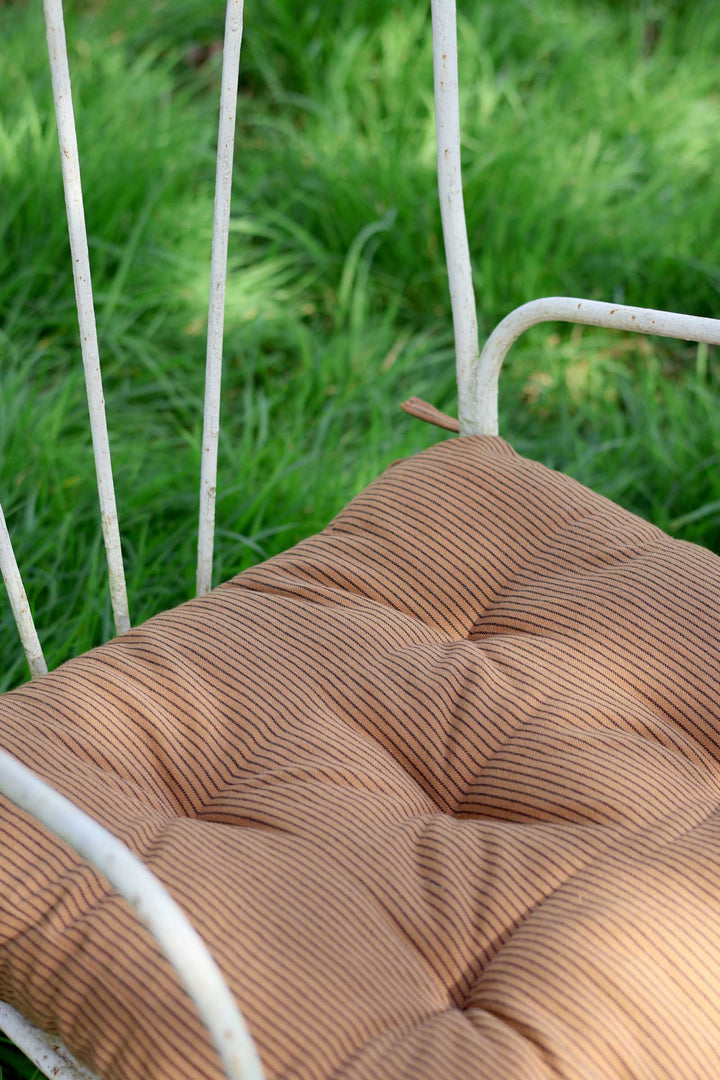 Striped Cotton Chair Pad 45x45cm / Sugar Almond Black