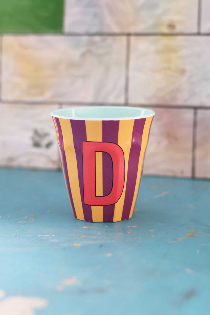 Striped Melamine Cup / Letter D