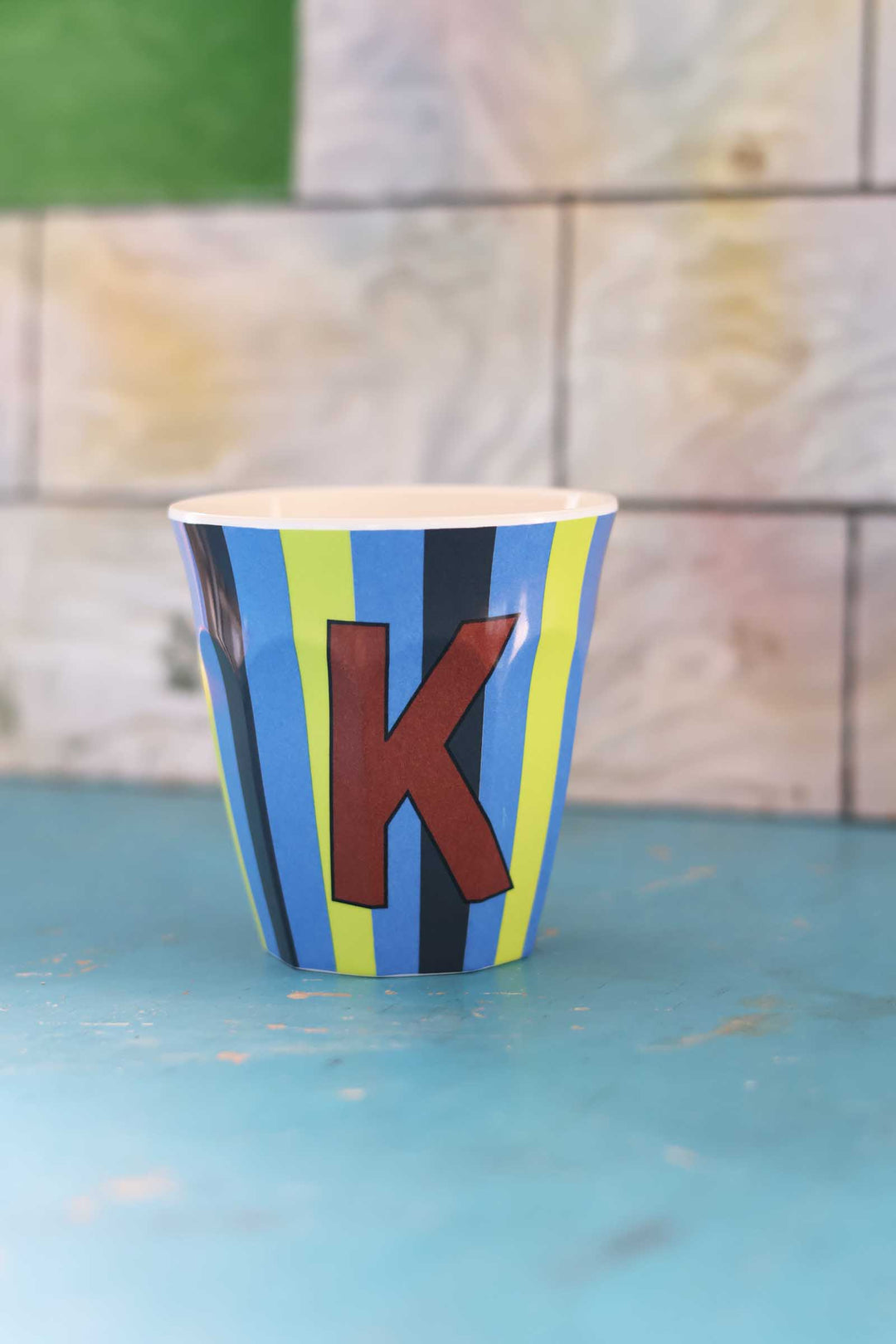 Striped Melamine Cup / Letter K