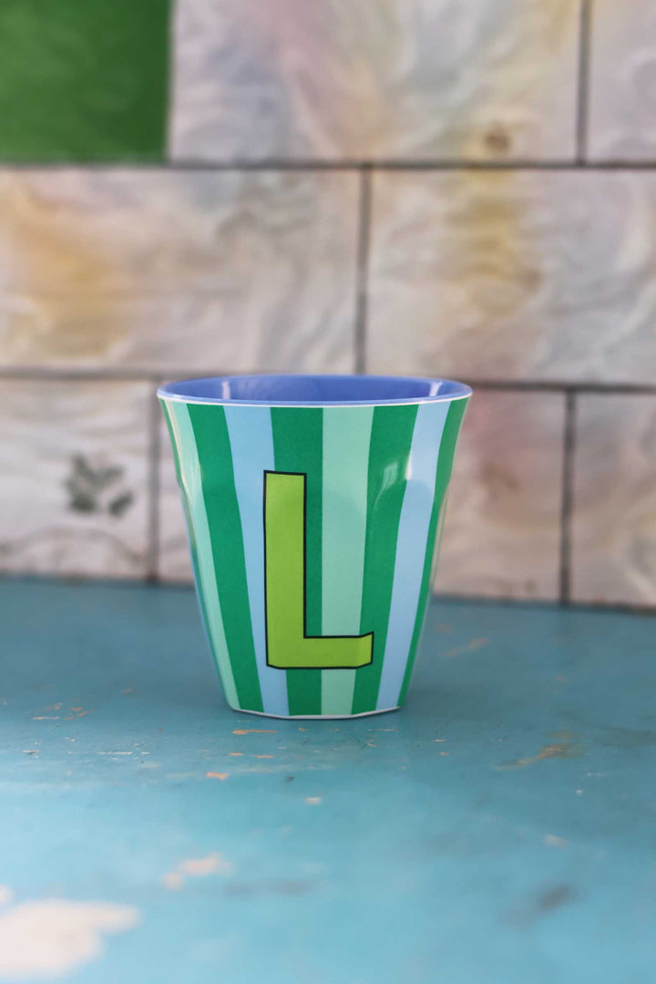 Striped Melamine Cup / Letter L